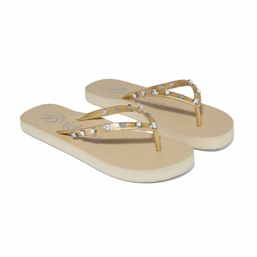 NEW BRIGHTON women's v-thong flat flip flops in gold